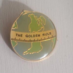🌏 The Golden Rule Vintage Lapel Pin - Do Unto Others Bible Verse Planet Earth